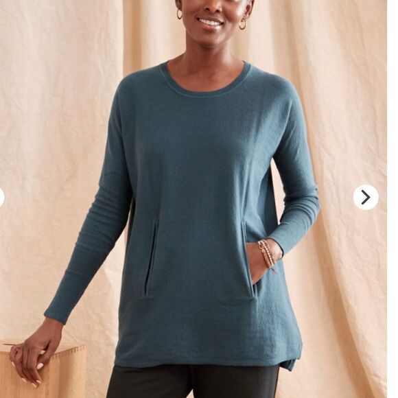 Garnet Hill Organic-Cotton Pocket-Detail long Sweater size XS-  in rust- EUC! - Picture 6 of 13